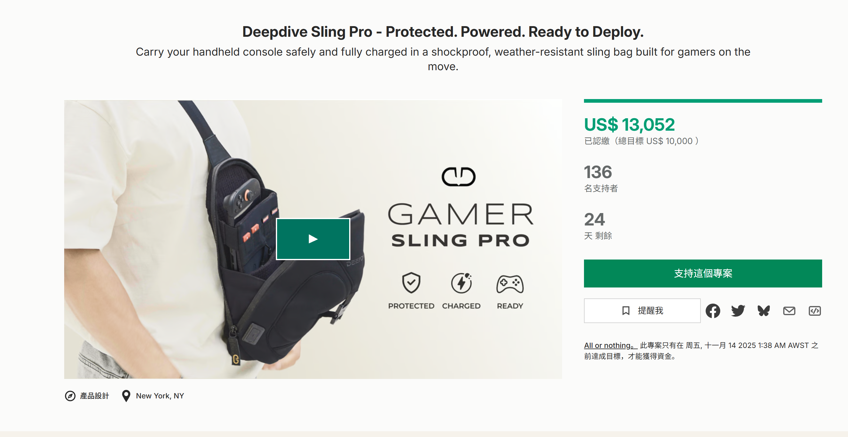 海外众筹-深潜吊索专业保护。供电。准备部署。