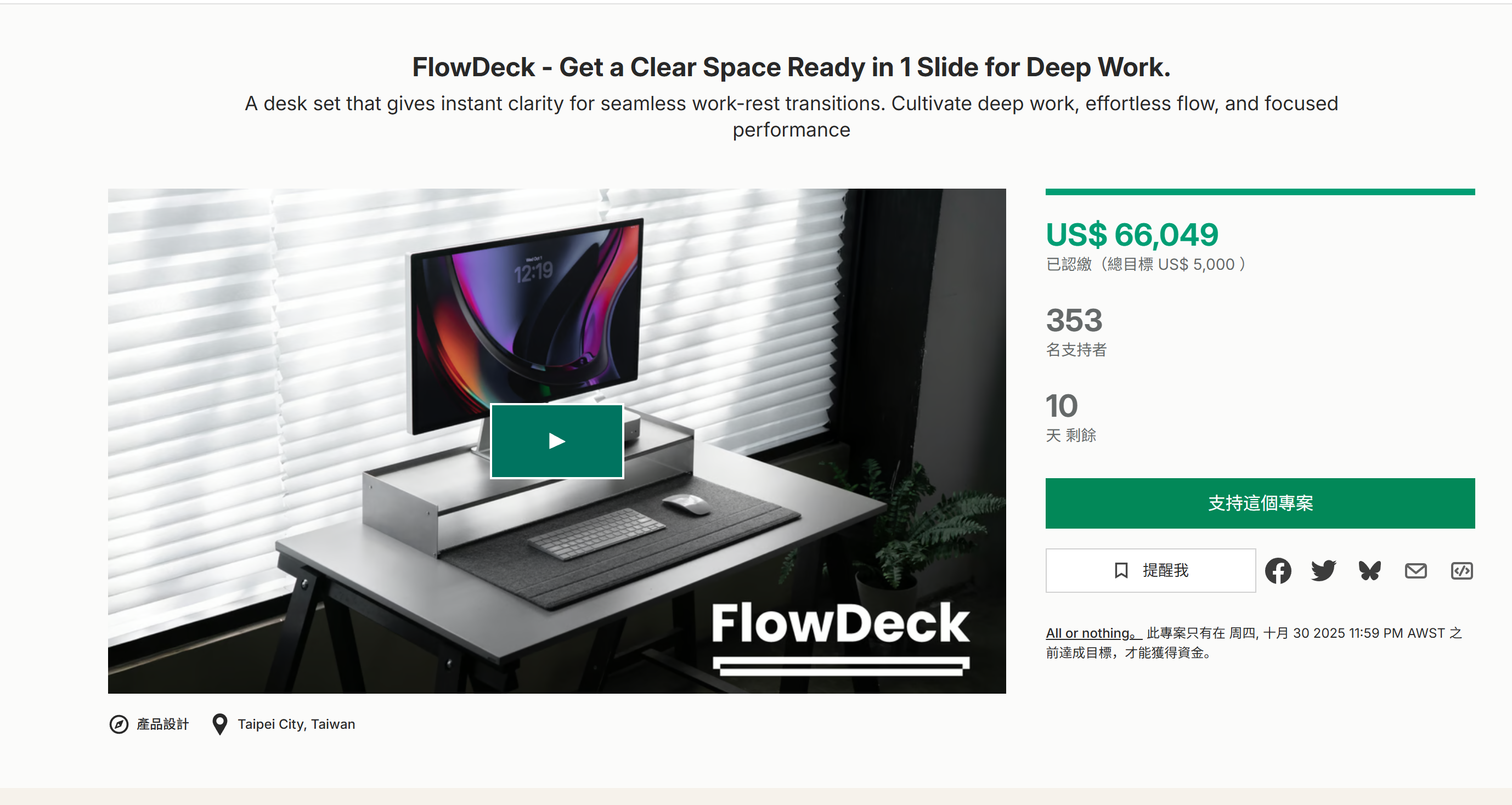 海外众筹-FlowDeck-在1张幻灯片中为深度工作准备一个清晰的空间。
