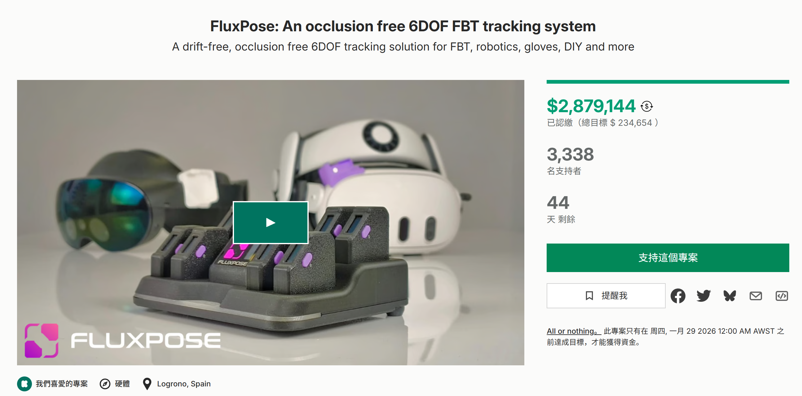 海外众筹-FluxPose:一种无遮挡的6DOF FBT跟踪系统